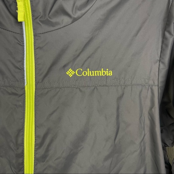 Columbia Junior Boys Gray with Neon Yellow fleece lining windbreaker jacket L - Picture 4 of 13